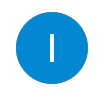A solid blue circle featuring a white capital letter I in the center.